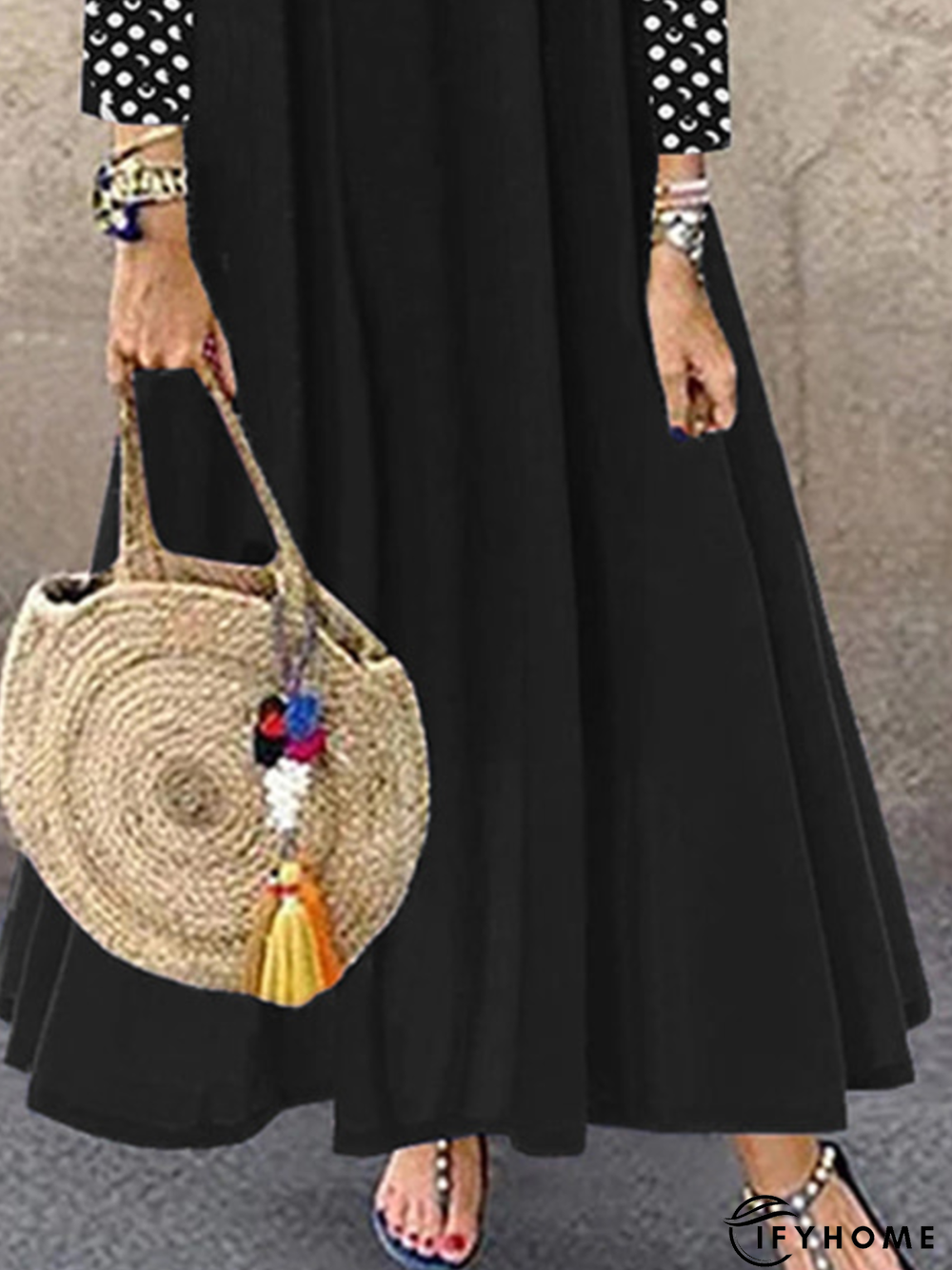 Cotton-Blend Long Sleeve Casual Knitting Dress | IFYHOME