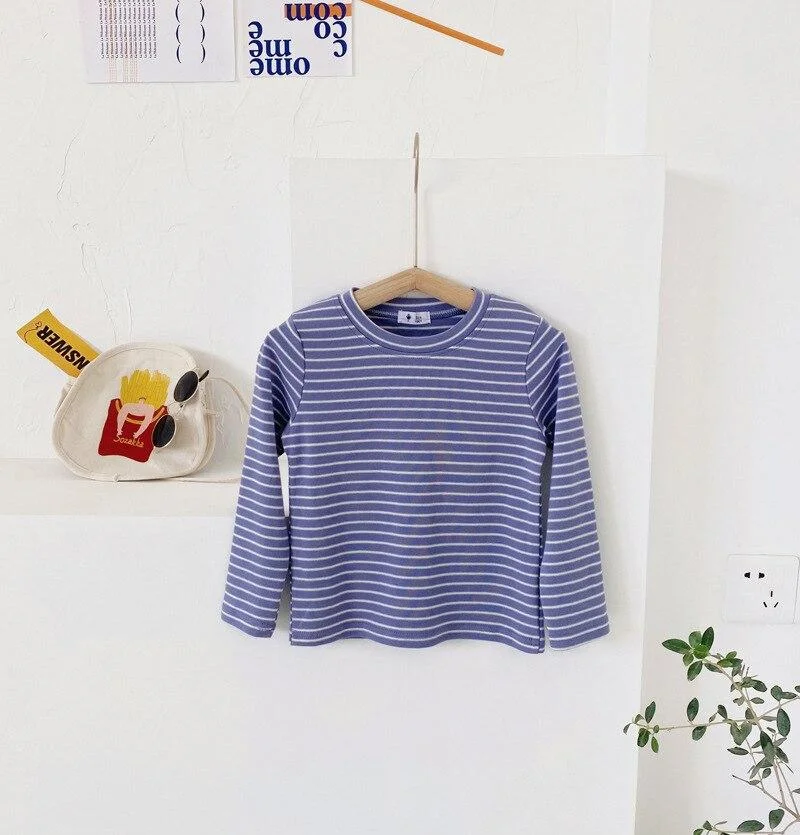 2-8T Toddler Kid Baby Boy Girl Clothes Spring Striped T Shirt Long Sleeve Top Casual Stretch Cotton Tee Shirt Cute Sweet tshirt
