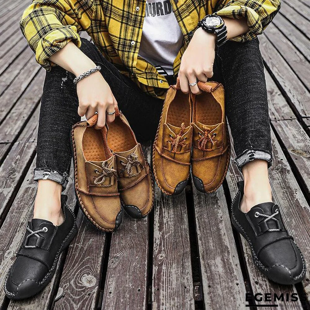 Men's Fashion Business Spliced Laced Casual Leather Shoes | EGEMISS