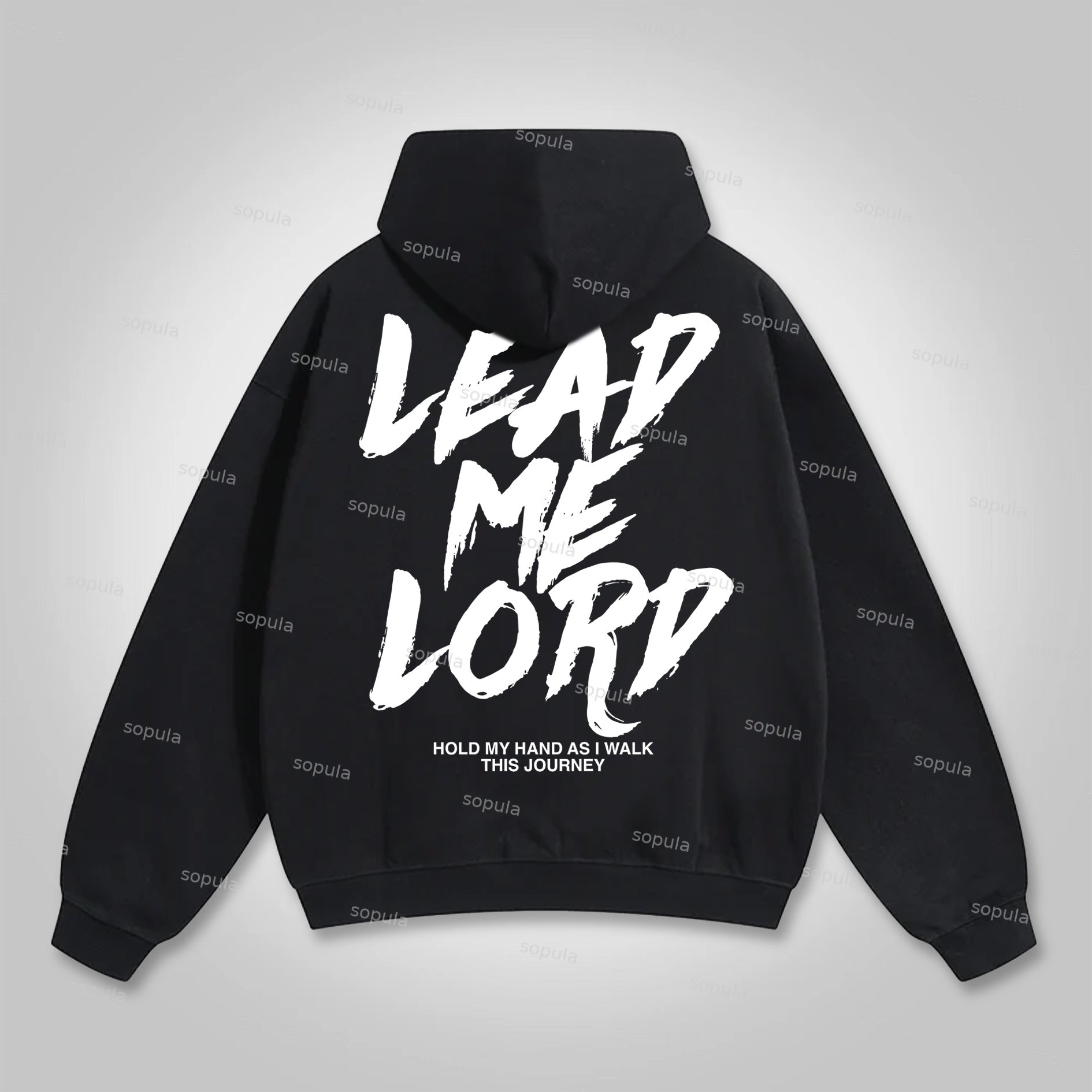 Sopula Lead Me Lord Slogan Graphics Cotton Pocket Hoodie - SOPULA