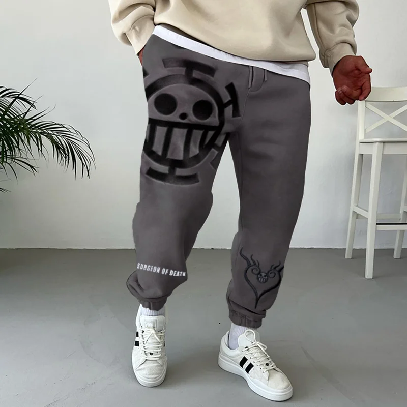 "One Piece" Embroidered Pattern Casual Sweatpants、、URBENIE