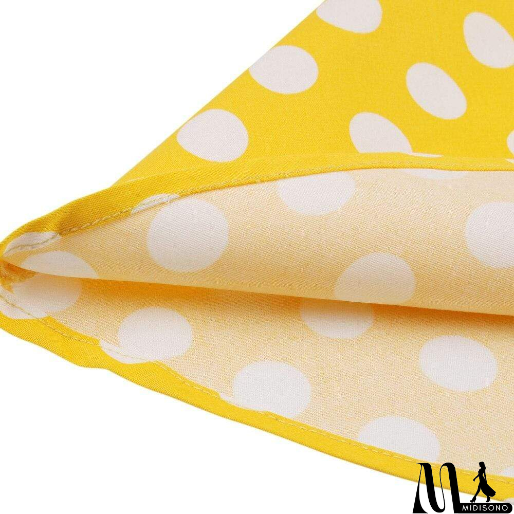 MidiSono - Dot Print Vrouwen Zomer Party Dress Hoge Taille Vintage A-lijn jurk