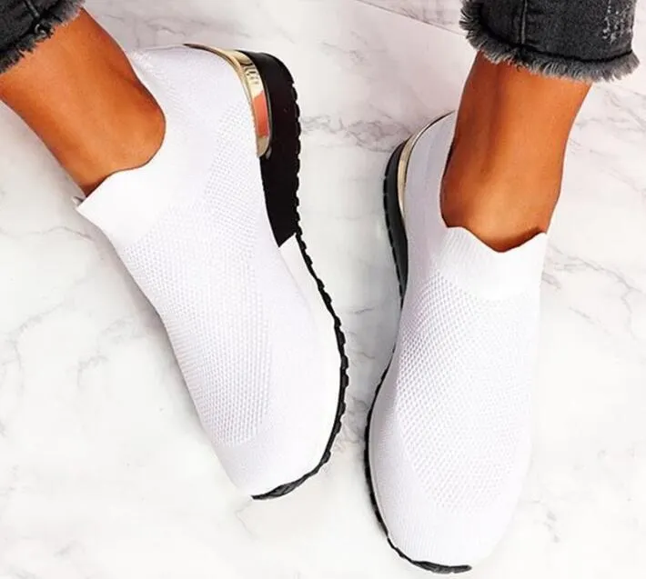 Women Shoes 2021 Fashion Mesh Platform Sneakers Socks Size 43 Woman Vulcanize Shoes Breathable Socofy Casual Flats Zapatos Mujer