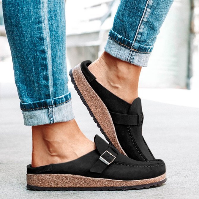 Women's Casual Comfy Clogs Suede Leather Slip On Sandals