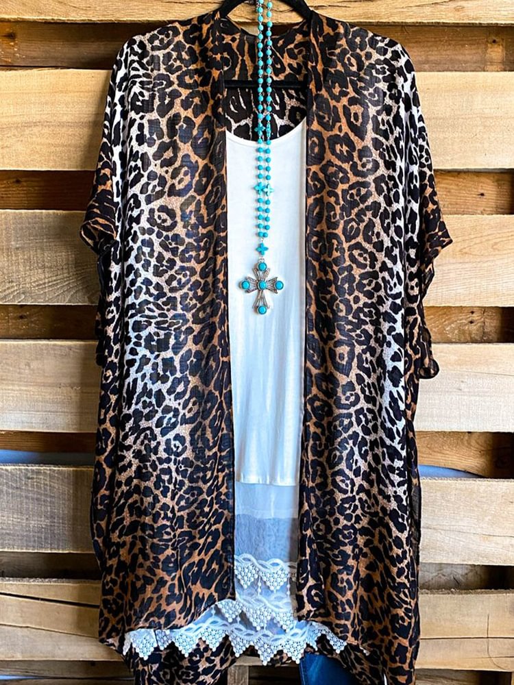 Oversized Casual Printed Kimono P175439610