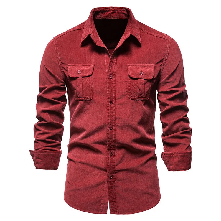 Corduroy Casual Shirt Men's Long-Sleeved Jacket VangoghDress