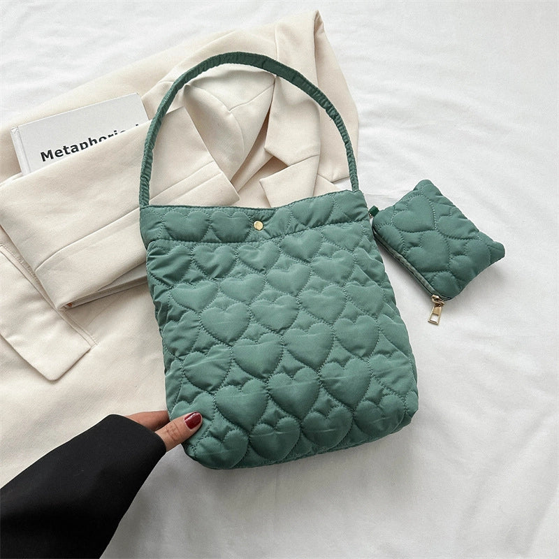 Large Capacity Tote Bag For Women Winter New Simple Casual Student Shoulder Bag Fashion Retro Handbag