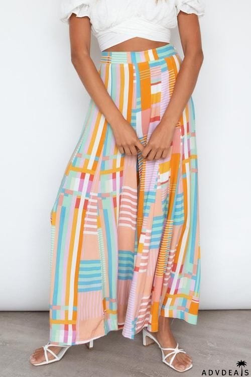 Geometry Print Wide Leg Pants