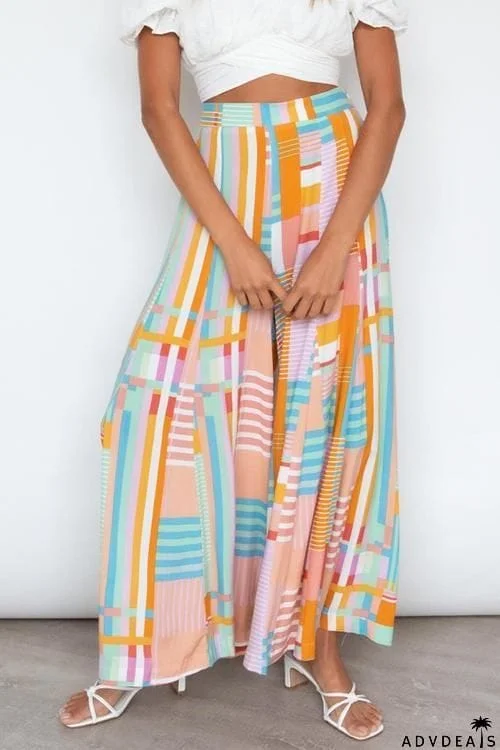 Geometry Print Wide Leg Pants