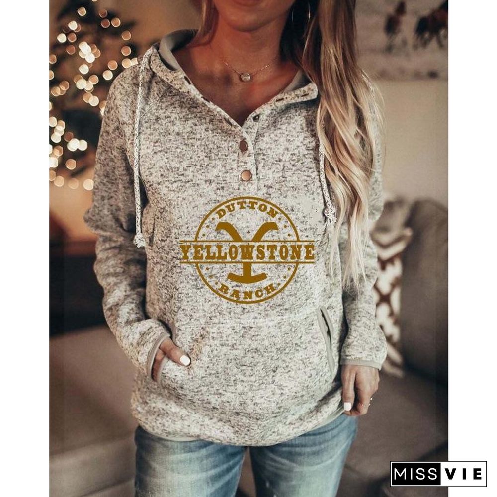 Printed Leisure Long Sleeve Hoodie