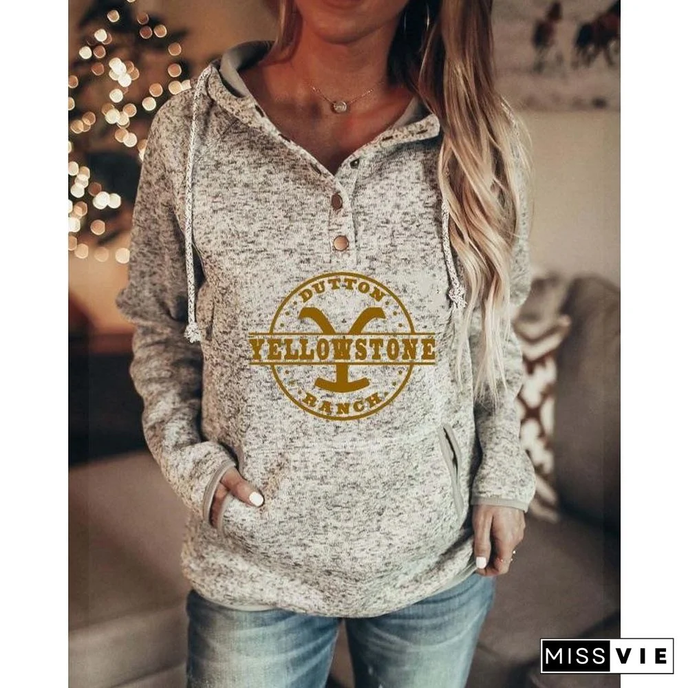 Printed Leisure Long Sleeve Hoodie