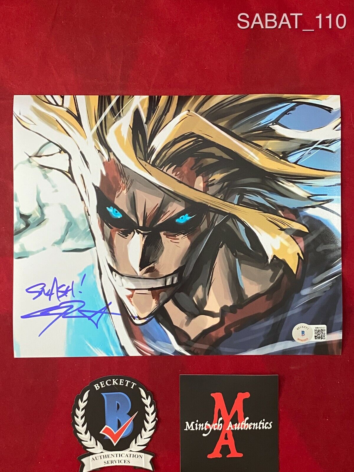 CHRISTOPHER SABAT SIGNED 8x10 Photo Poster painting! MY HERO ACADEMIA! ALL MIGHT! ANIME! BECKETT