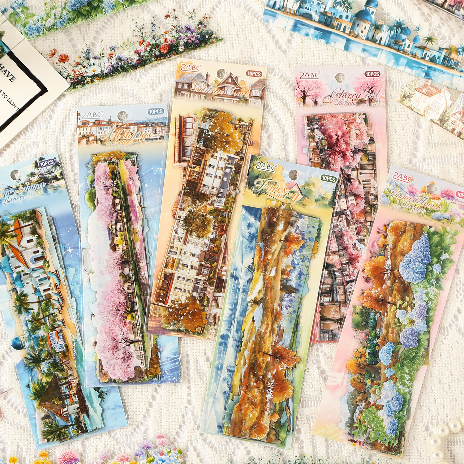 PET 스티커 - 린의 생각 시리즈 빈티지 집 꽃 나무 풍경