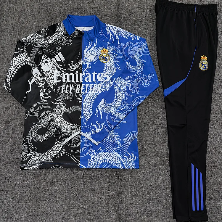 25/26 Real Madrid Black/Blue Dragon Half Zip Training Kit