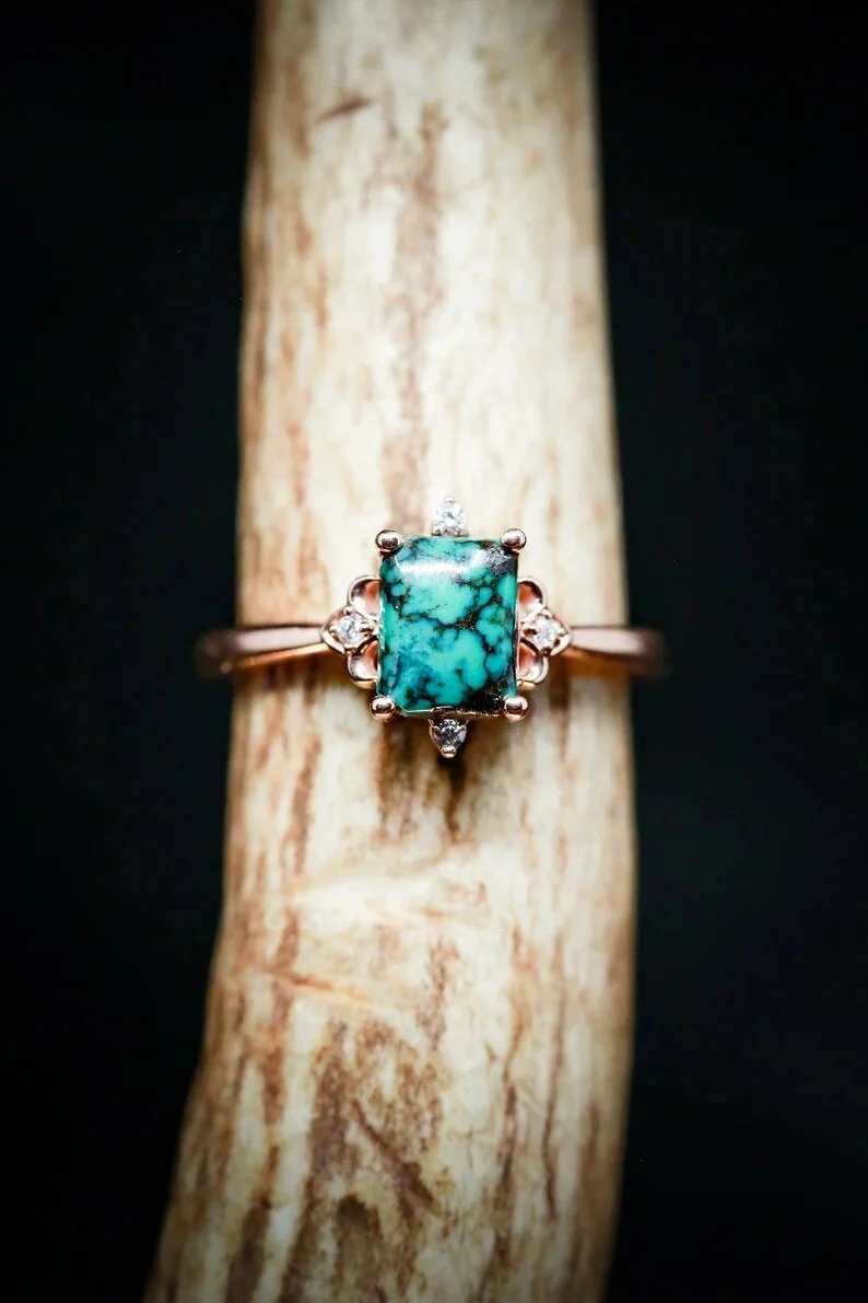 Vintage Boho Geometric Green Stone Rings for Women Tibetan Ethnic Finger Ring Fashion Female Party Jewelry Accessories