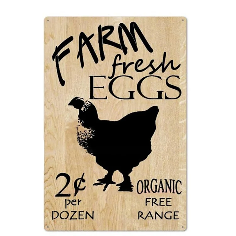 Farm sign chicken zone eggs - enseignes en étain vintage / enseignes en bois - 7.9x11.8in & 11.8x15.7in