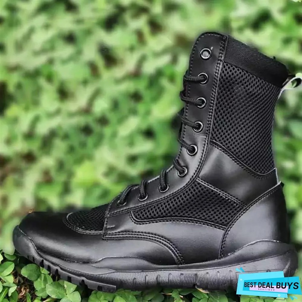 Fashion Men Military Boots Waterproof Breathable Leather Tactical Boots