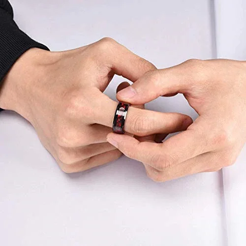 6MM 8MM Women's or Men's Tungsten Carbide Watches Gear Rings Black With Dark Color Watch Gear Resin Inlay Design