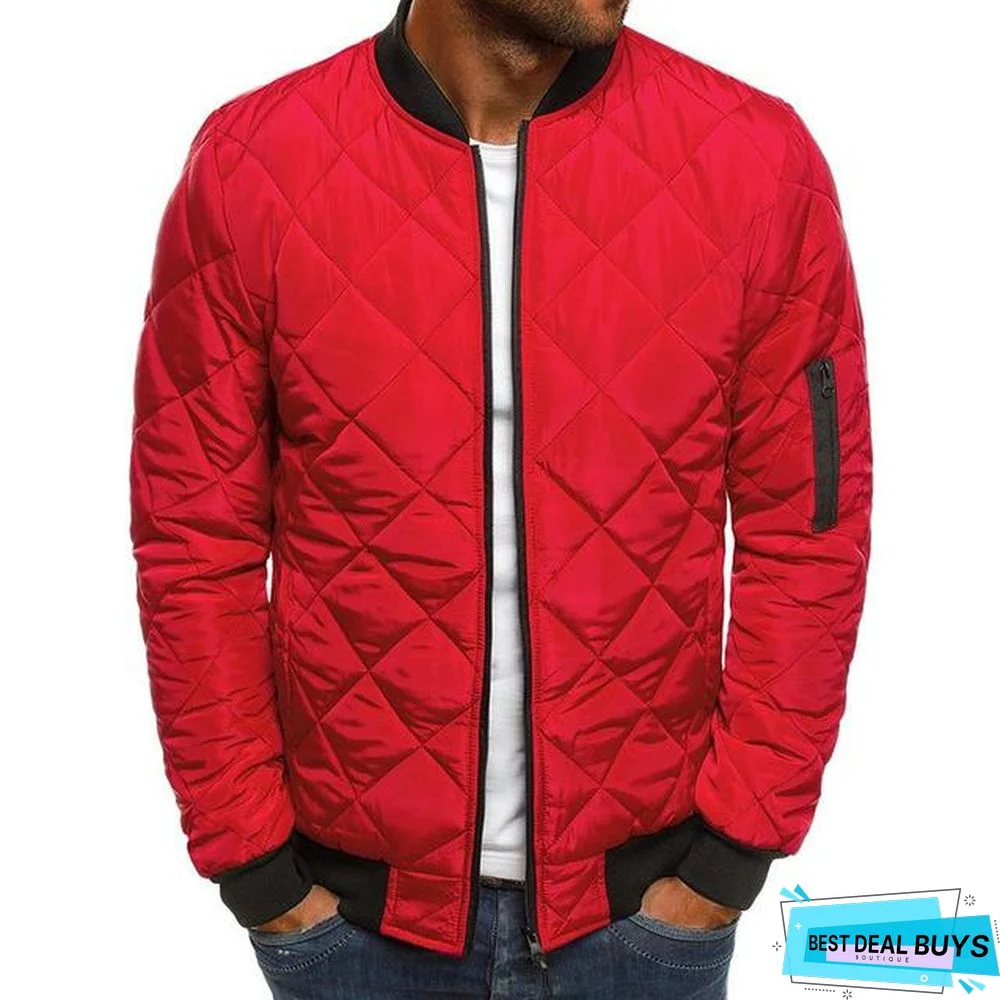 Men Jacket Warm Cotton Jacket Coats Stand Collars Zippers Men Clothes Winter Jacket