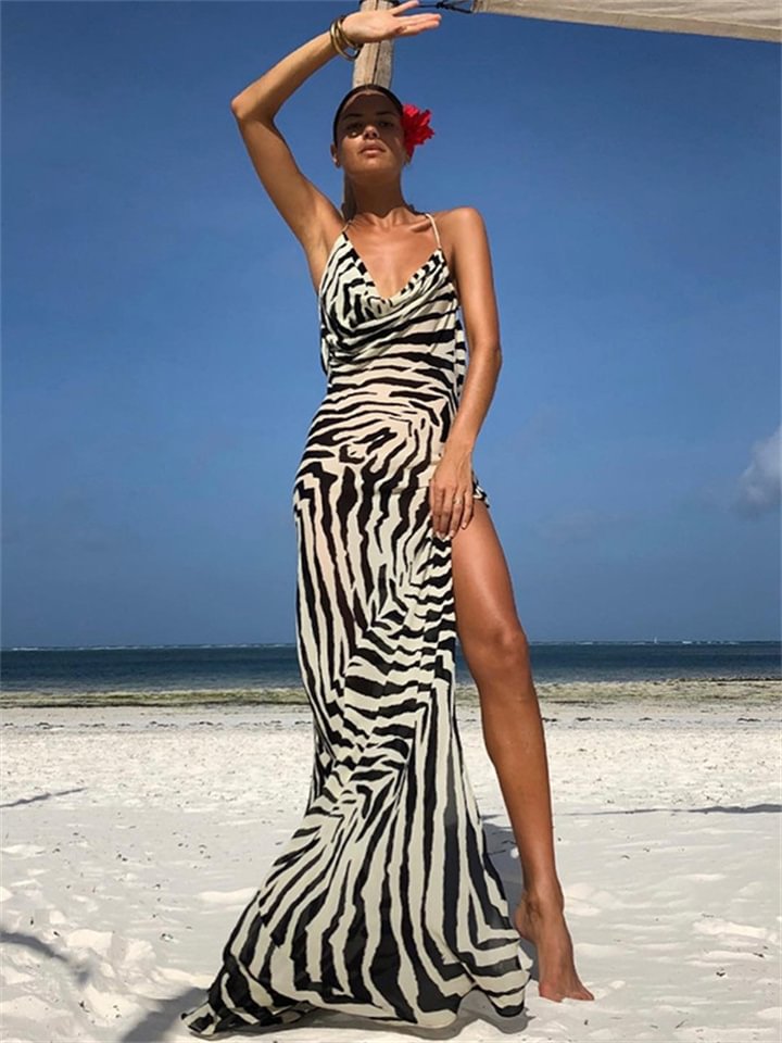 Fashionable Printed Sexy Suspender Dress | EGEMISS