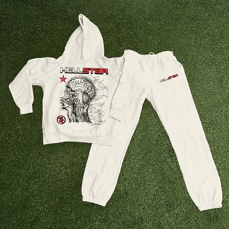 Vintage Human Development Graphic Hoodie & Sweatpants Co-Ord Hoodie Sets