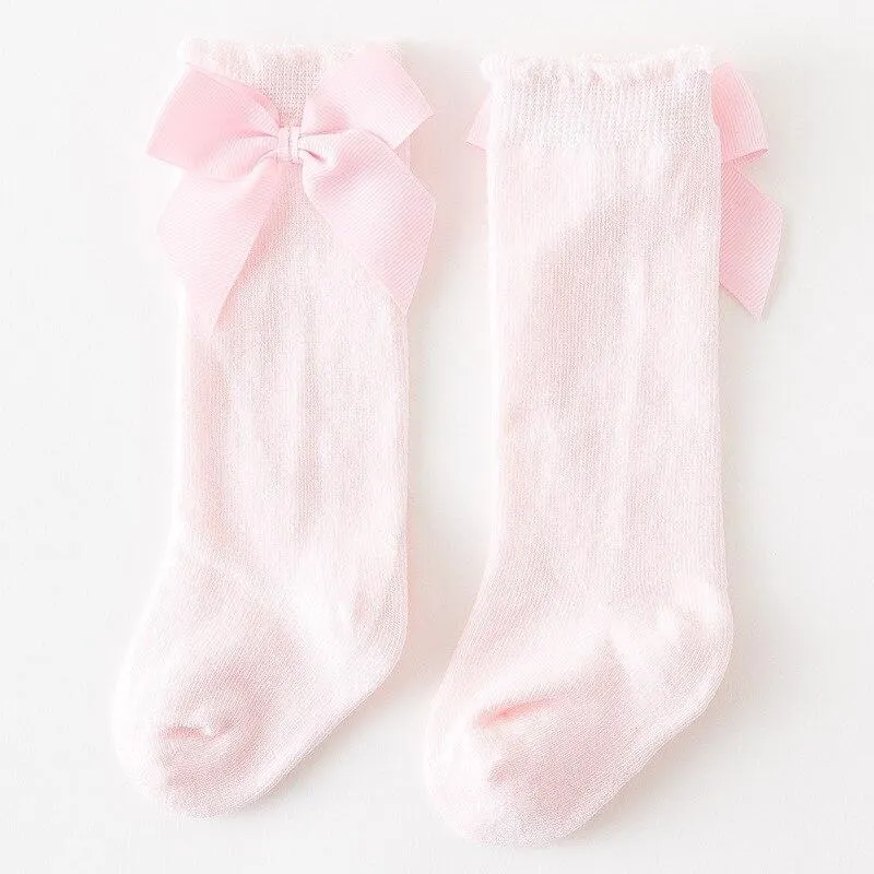 Infant Kids Baby Girls Bowknot Stockings Solid Leggings Warmer 0-7Years Knee High Princess Formal Match Stockings