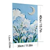 (30x40cm)DIY Pearl Painting Framed Flower Moon Handmade Pearl Material Art Kit Living Room Decor