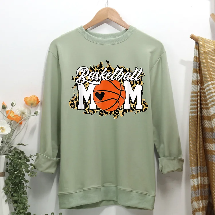 Basketball Mom Leopard Women Casual Sweatshirt-Annaletters