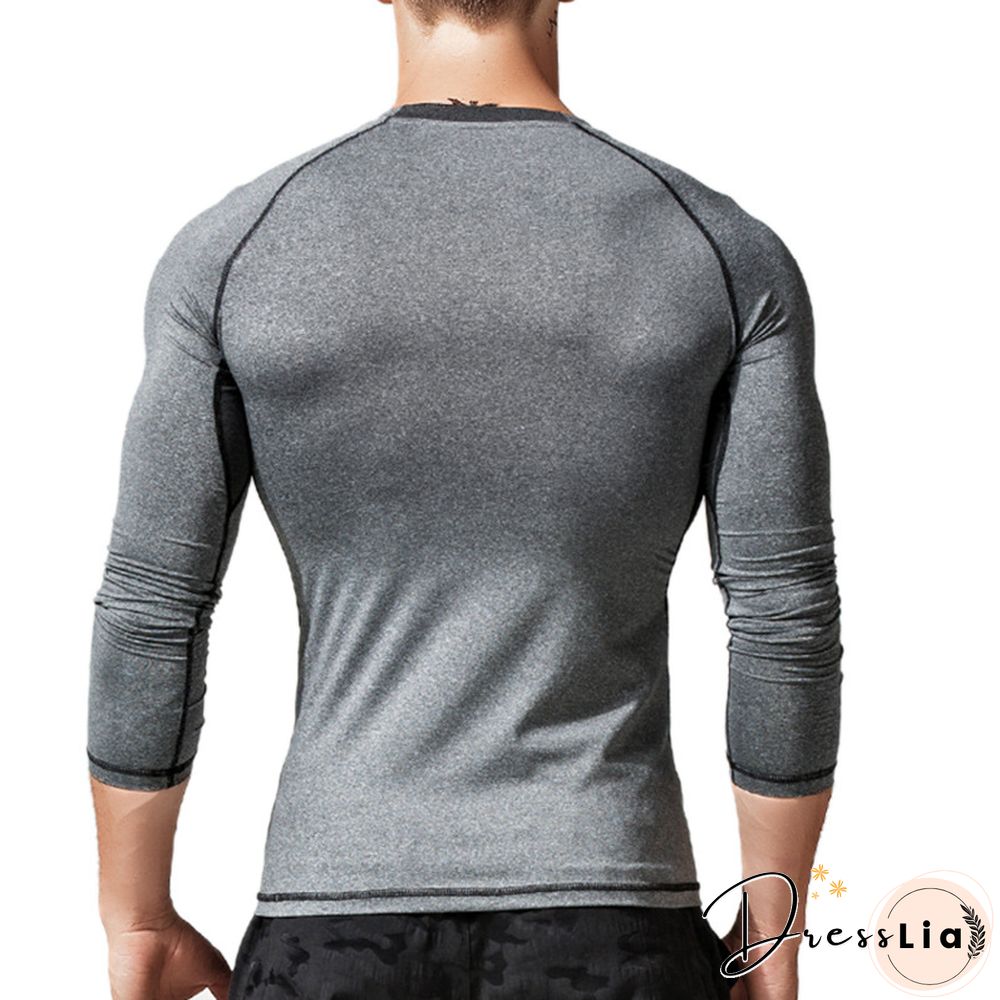 Sports Quick Drying T-shirt Tights Elastic Fitness Clothes Compression Long Sleeve