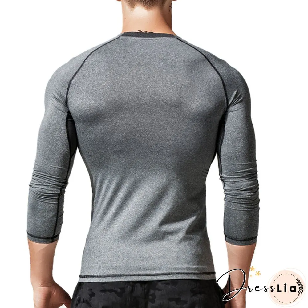 Sports Quick Drying T-shirt Tights Elastic Fitness Clothes Compression Long Sleeve
