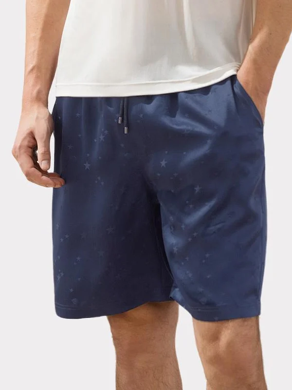 22 MOMME Short de bain en soie bleu imprimé étoiles  1