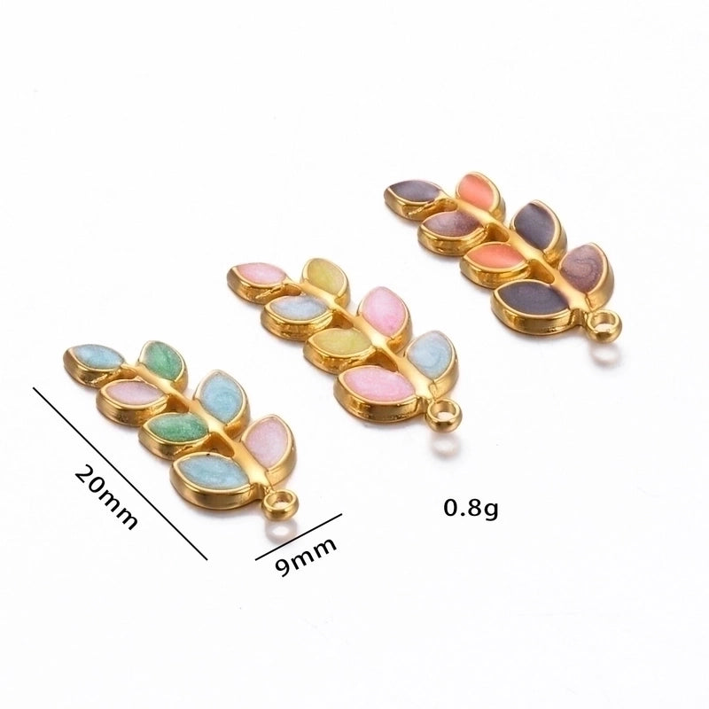 5 Pcs/package Minimalist Leaves Stainless Steel Enamel Plating Jewelry Accessories