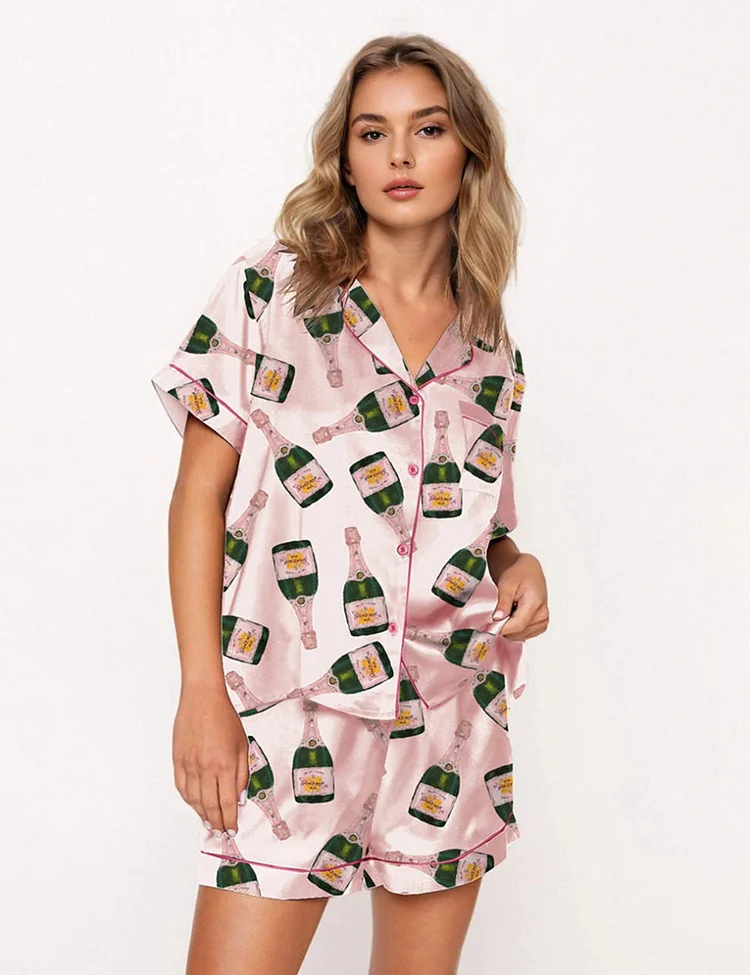 Drinking Bottles Pink Pajama Set