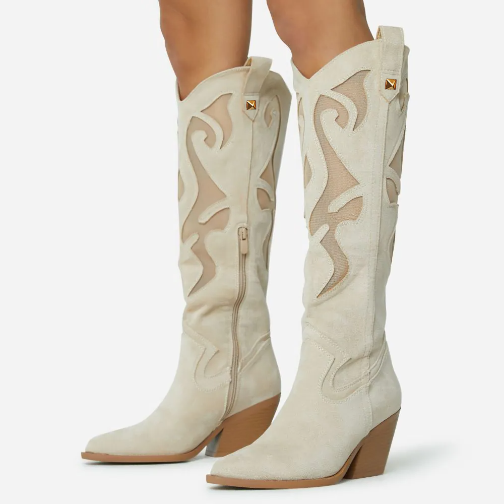 Round Toe Boots Chunky Heel Western Boots