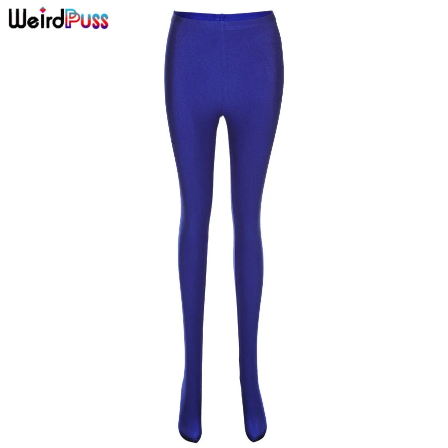 Weird Puss Skinny Stretchy Foot Pants Women 2021 Hot Sexy Spring Body-Shaping Leggings Casual Streetwear Wild Female Bottoms
