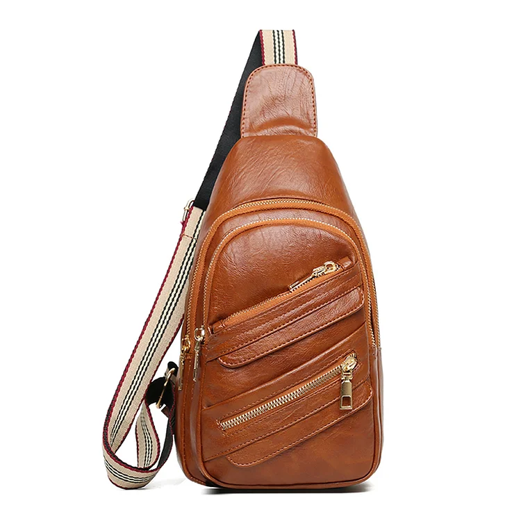 Fashion Chest Bag Simple Leather Crossbody Bag Simple Portable for Outdoor Sport