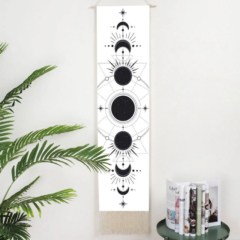 Tarot Witchcraft Wall Hanging Tapestry Bohemia Evil Eye Phase Tassel Tapestry Boho Art Tapestries For Bedroom  Office Decor