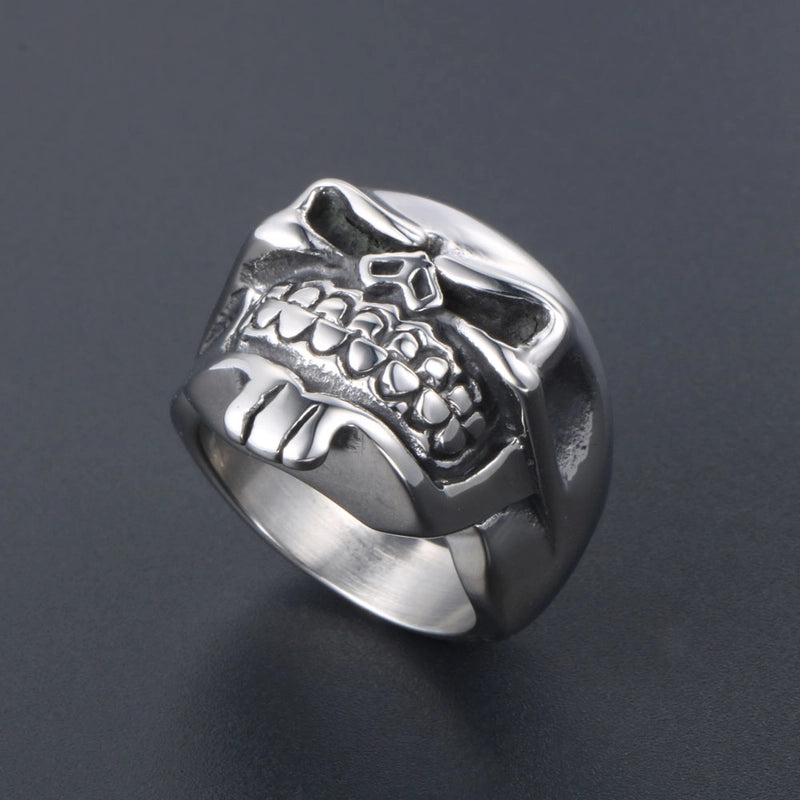 Hip-Hop Funny Rock Skull 304 Stainless Steel Polishing Halloween Men’s Rings