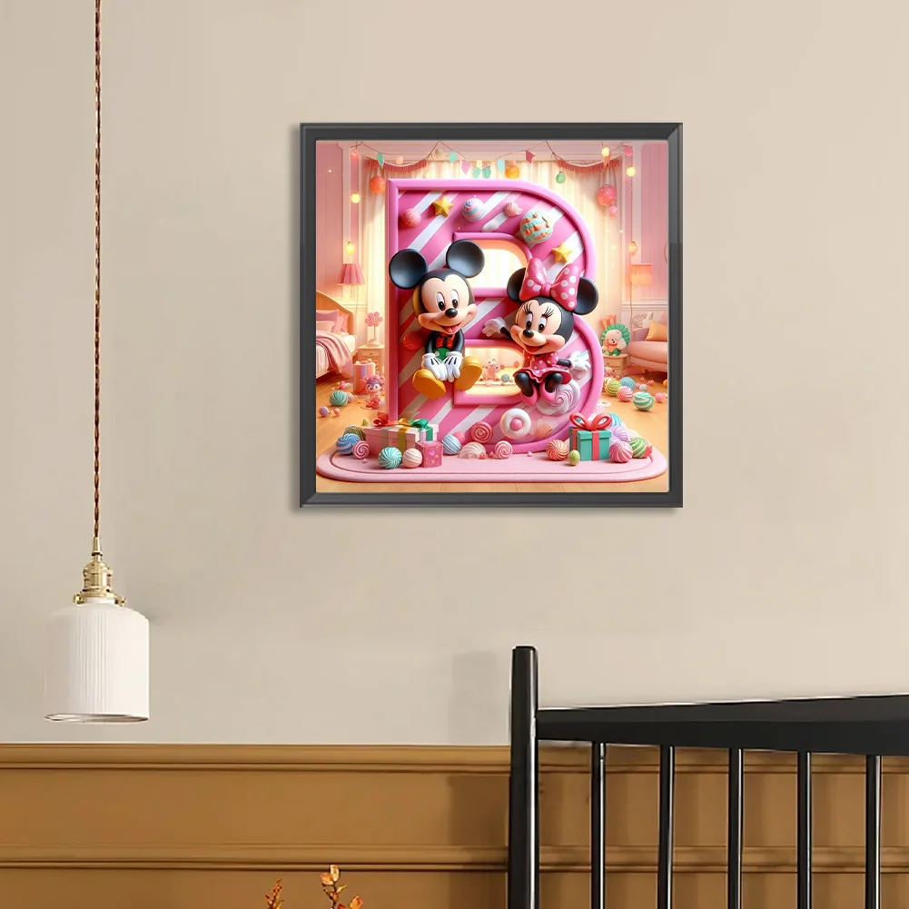 Full Round Diamond Painting 40*40cm - Mickey Minnie Alphabet