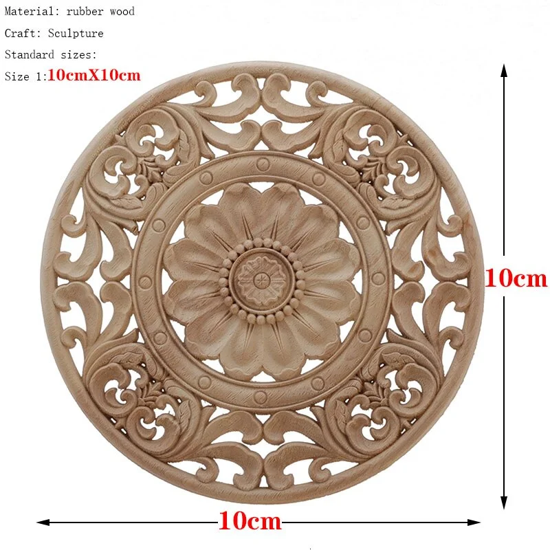 Wood Applique Onlay Wood Decal Antique Modern Ornamental Rose Crown Leaves Corner Home Decoration Accessories Cabinet Window