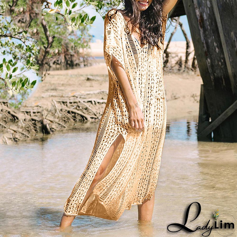 S-XL Short Sleeve Crochet Cover-Up