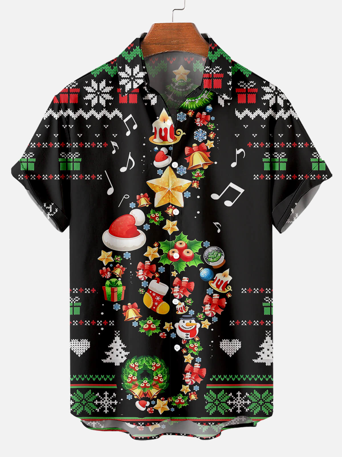 Men's Classic Christmas Short Sleeve Shirt PLUSCLOTHESMAN