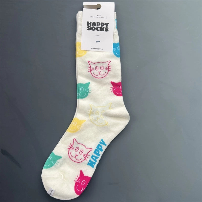 Women’s Vacation Minimalist Polka Dots Cotton Crew Socks A Pair