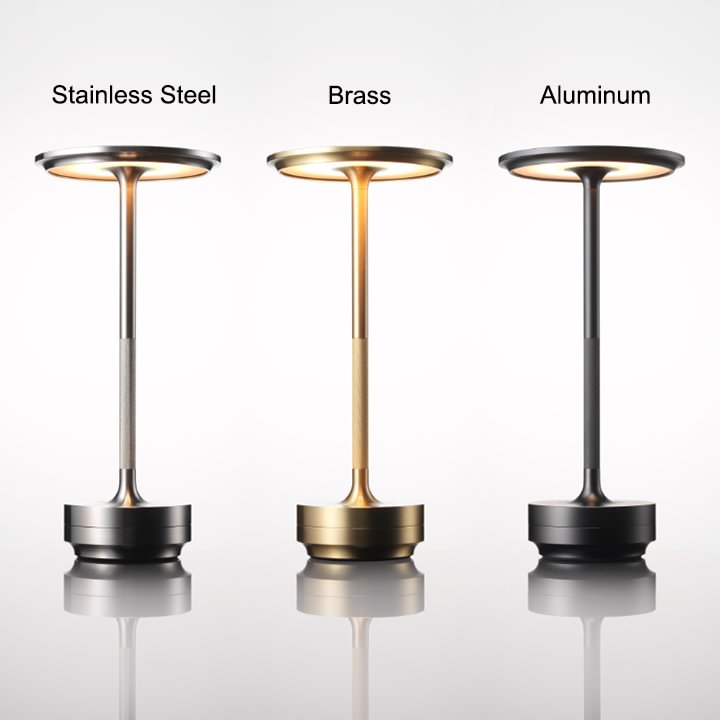 Metallic Cordless Table Lamp - Dimmable & Rechargeable Waterproof Desk Light