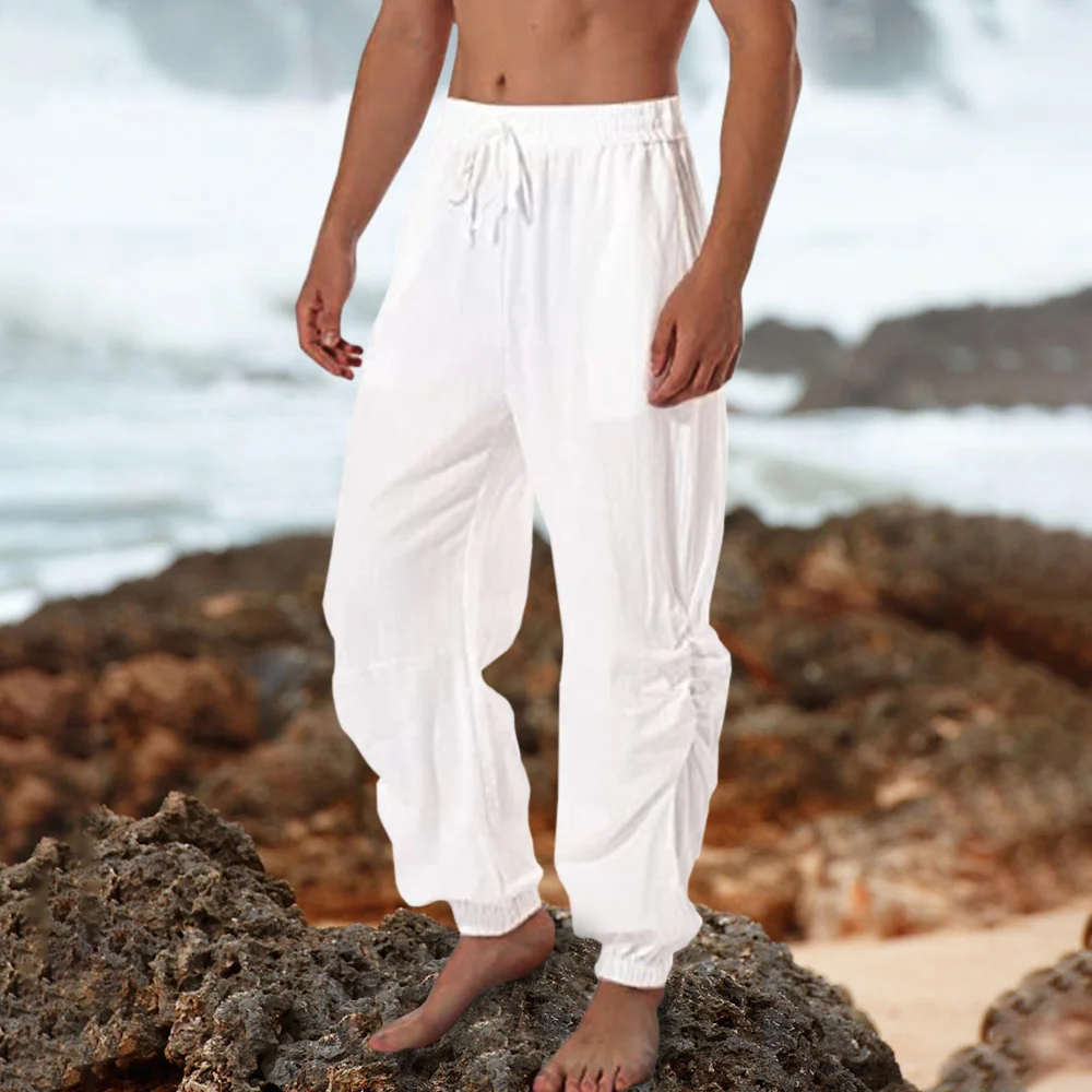 Men's Linen Casual Drawstring Loose Pants-inspireuse