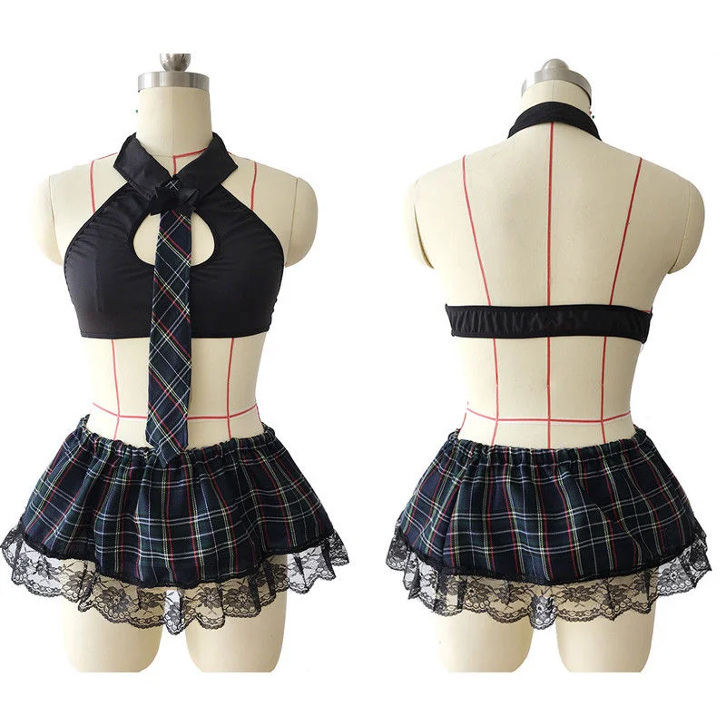 Huibahe Sexy Lingerie Scotland Student School Girl Cosplay Uniform Costume Fancy Lingerie Sexy Hot Erotic Dress XXXXL XXL