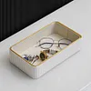 [US Local Warehouse] Valet Tray Multi-Function Desktop Organizer Tray PU Leather Storage Box (White)
