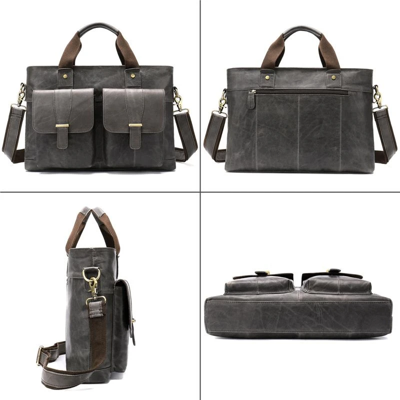 Large Capacity Vintage Leather Casual Business Briefcase