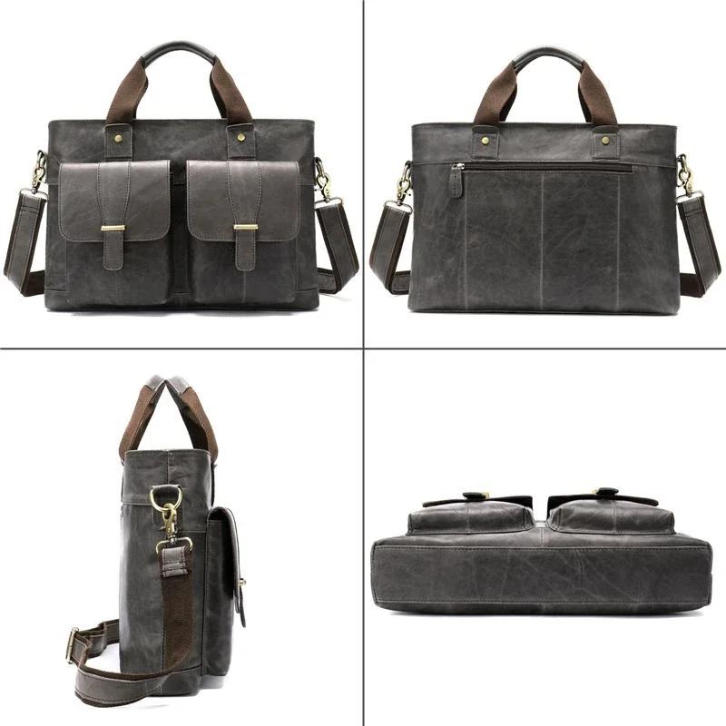Large Capacity Vintage Leather Casual Business Briefcase