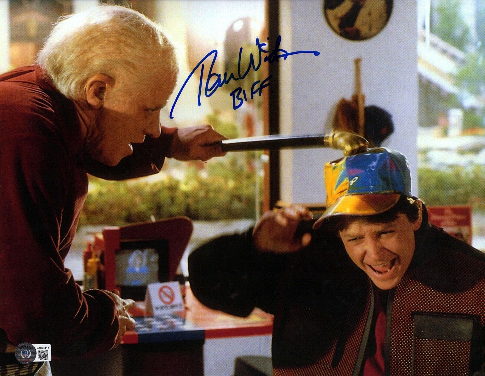 TOM WILSON Signed BACK TO THE FUTURE Biff Tannen 11x14 Photo Poster painting Beckett BAS Witness